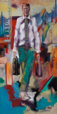 Immermann 13, Malerei eines Menschen in der Immermannstrasse